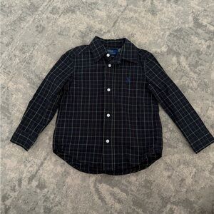 Ralph Lauren Boys' Black and Green Plaid Button-Down Shirt